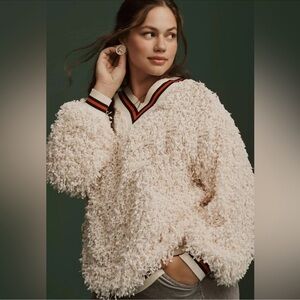 NWT Eva Franco Cream Teddy & Patchwork Pullover XL